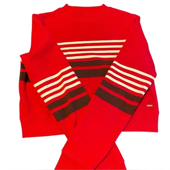 Hollister Vibrant Red and White Striped Crewneck Sweater - Picture 5 of 5